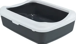 Trixie - Bac à litière Classic avec rebord gris foncé/blanc - 37 x 15 x 47 cm