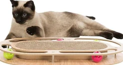 Trixie - Griffoir carton avec jouet catnip en bois - 46 x 4 x 25 cm