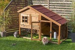 Trixie - natura clapier avec enclos 2 étages brun foncé -  151x107x80cm