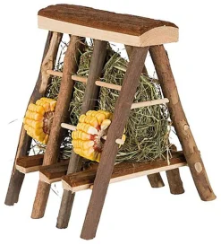 Trixie - Râtelier à foin avec foin en bois d'écorce - 17x 20x17cm