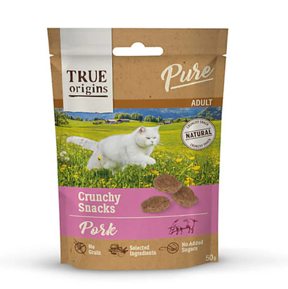 True Origins Pure - Friandises Crunchy au Porc pour Chats - 50g
