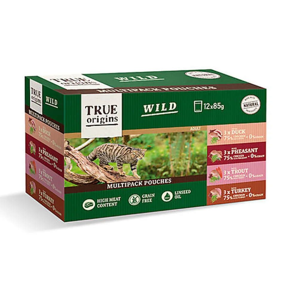 True Origins Wild - Multipack Sachets de Filets en Sauce pour Chats Adultes - 12x85g