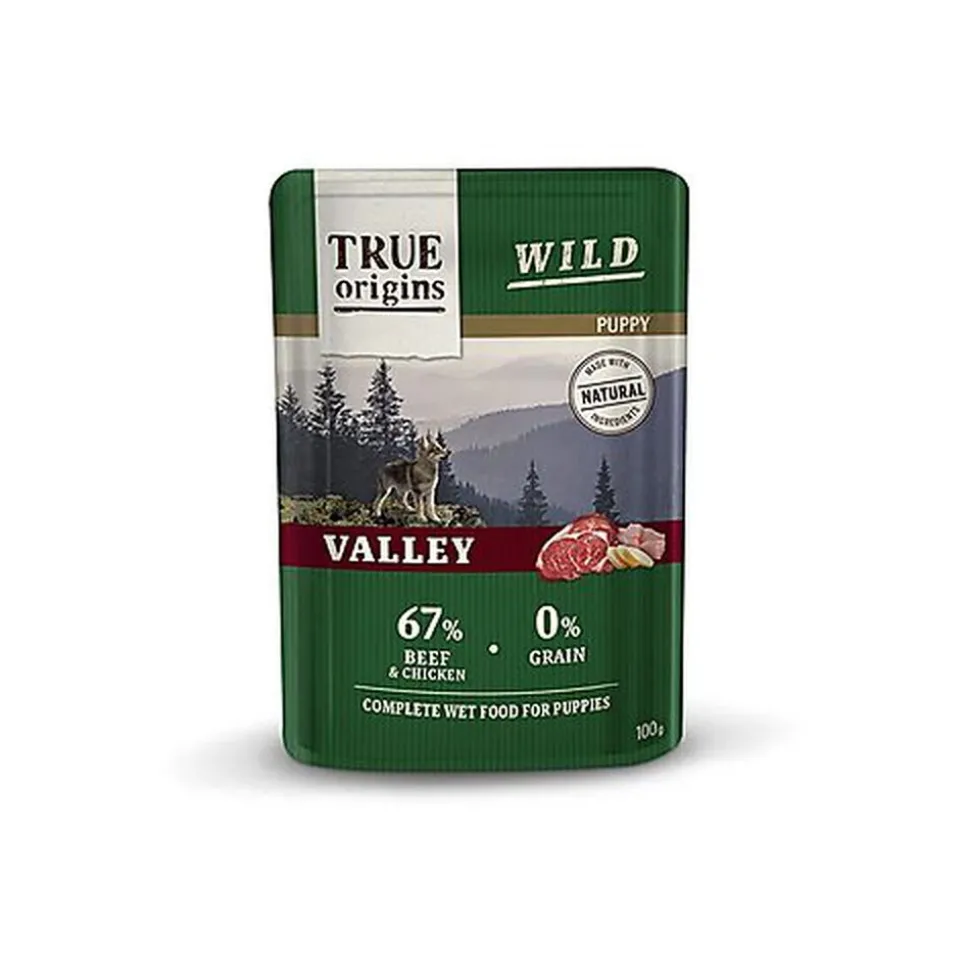 True Origins Wild - Repas Sachet Fraîcheur Bœuf & Poulet pour Chiots - 100G