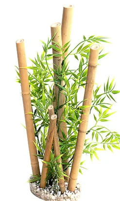 Tyrol - Décoration Bambou Plantes + support pour Aquarium - 38cm