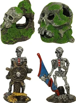 Tyrol - Décorations Pirates et Têtes de Mort pour Aquarium - 12cm