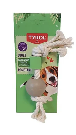 Tyrol - Jouet Balle Corde en Caoutchouc pour Chien - 20cm