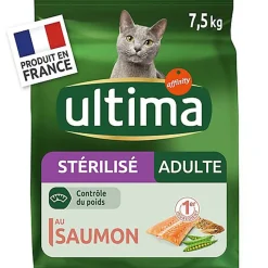 Ultima - Croquettes Chat Stérilisé Adulte Saumon - 7,5 kg