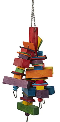 United Bird - Jouet à Suspendre Carré de Bois pour Perruche - 50cm