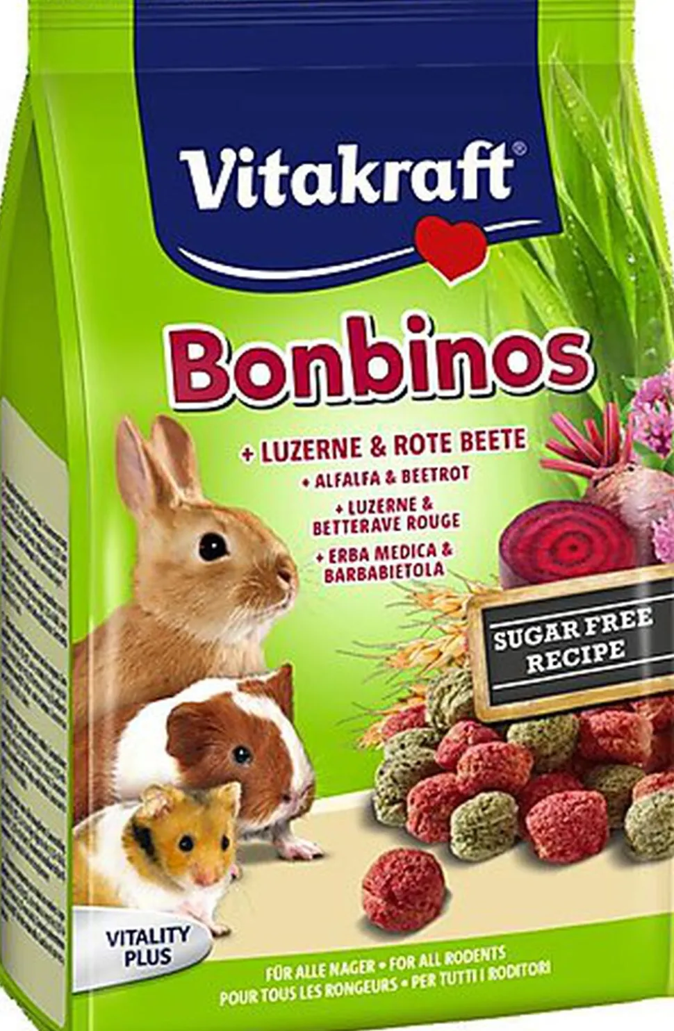 Vitakraft - Friandises Bonbinos à la Betterave et Luzerne pour Lapins et Rongeurs - 40g