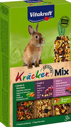 Vitakraft - Friandises Kräcker Trio-mix aux Légumes pour Lapins - x3