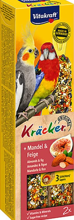 Vitakraft - Friandises Kräcker aux Amandes et Figue pour Grandes Perruches - x2