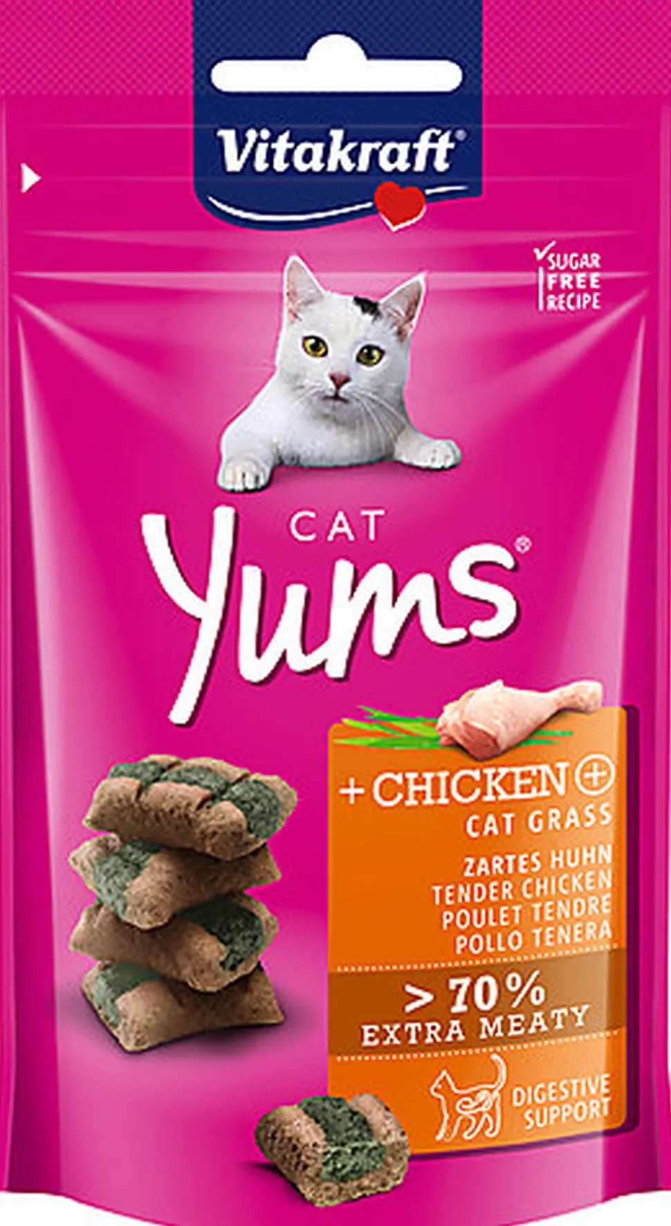 Vitakraft - Friandises Yums au Poulet et Herbe à Chat pour Chats - 40g