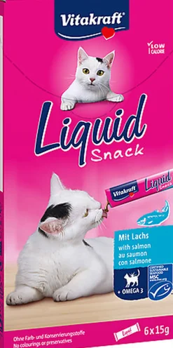 Vitakraft - Liquid snack chat saumon MSC & Om3 - 6x15g