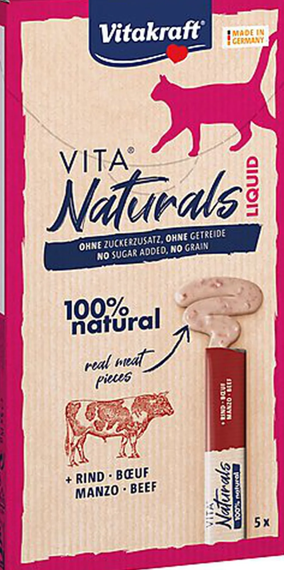 Vitakraft - Vita Naturals Liquid Boeuf - X5