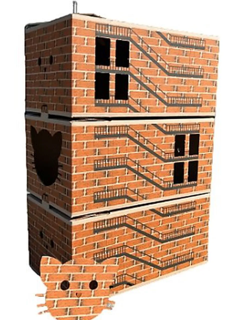 WasaByCat - Triplex New-Yorkais en Carton pour Chats - 60x89x39cm