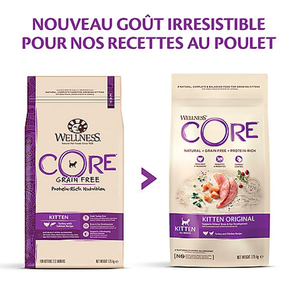 Wellness CORE - Croquettes Kitten Dinde et Poulet pour Chaton - 1,75Kg
