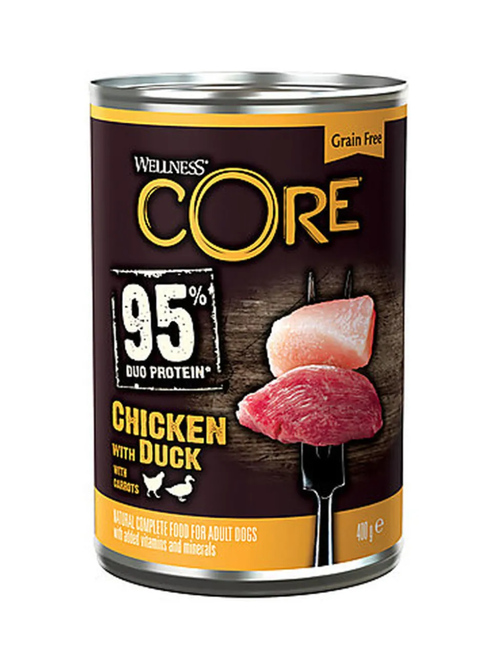 Wellness CORE - Repas Complet 95% de Poulet et Canard pour Chien - 400g