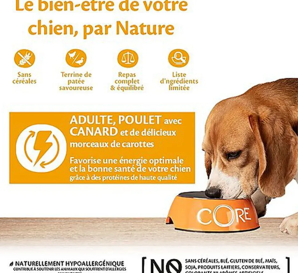 Wellness CORE - Repas Complet 95% de Poulet et Canard pour Chien - 400g