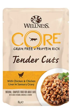 Wellness CORE - Repas Tenders Cuts au Poulet et Foie de Poulet pour Chat - 85g