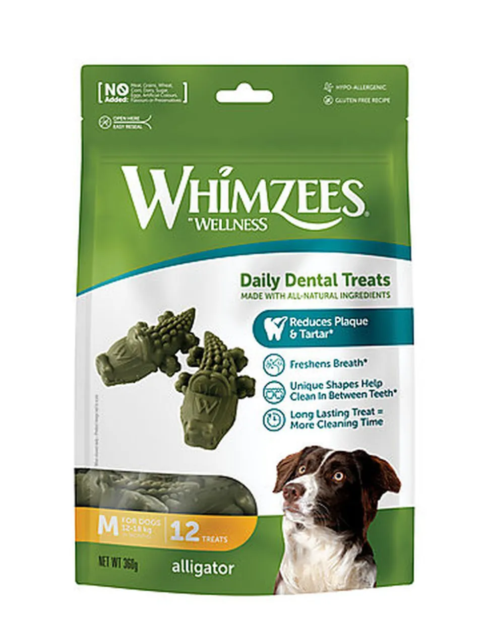 Whimzees - Friandises Nature Crocodile Dog Treats M pour Chien - x12