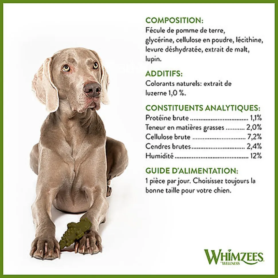 Whimzees - Friandises Nature Crocodile Dog Treats M pour Chien - x12