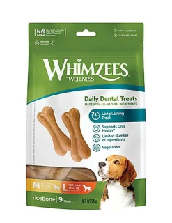 Whimzees - Friandises Ricebone M/L Daily Dental Treats Pour Chiens - x9