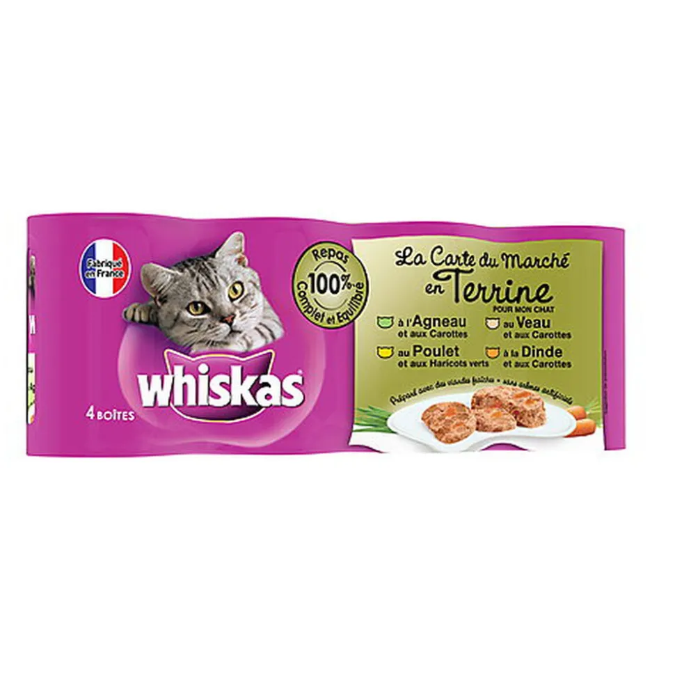 Whiskas - Boîtes La Carte du Marché en Terrine pour Chat - 4x400g