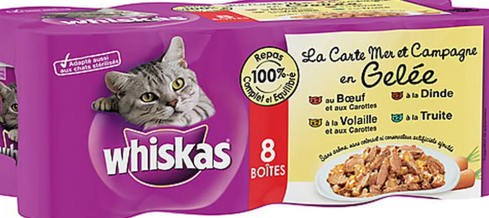 Whiskas - Boîtes La Carte Mer et Campagne en Gelée pour Chat - 8x500g