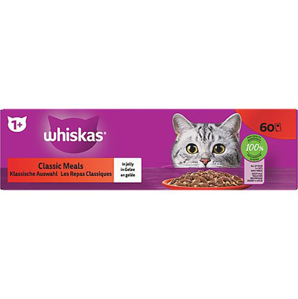 Whiskas - Multipack Classic Meals Viandes en Gelée pour Chats - 60x85g