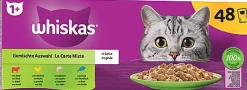 Whiskas - Sachets La Carte Mixte en Gelée à la Viande et aux Poissons pour Chat - 48x85g