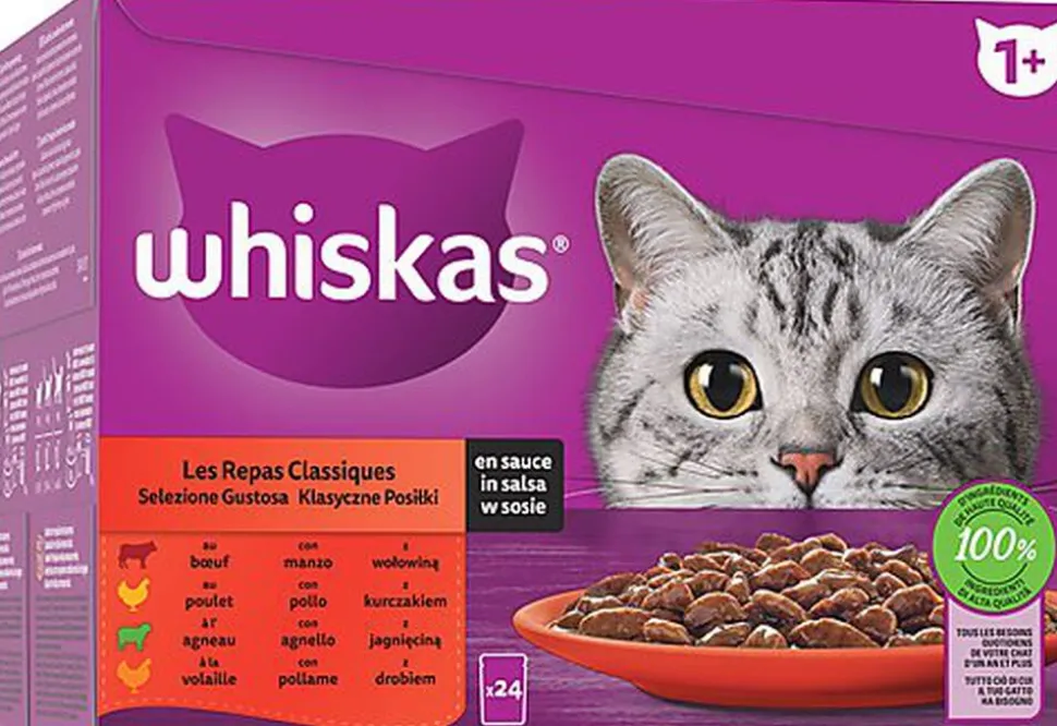 Whiskas - Sachets Repas Classiques en Sauce à la Viande pour Chats - 24x85g