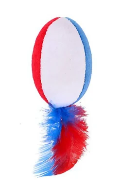 Wouapy - Balle Rugby avec Plumes pour Chats - 14cm