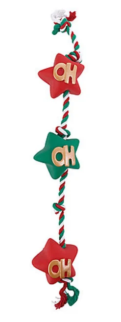 Wouapy - Jouet Guirlande Noël 3 Etoiles Vinyl + Corde pour Chiens - 46cm