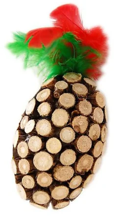 Wouapy - Jouet Ovale en Bois avec Plumes pour Chat - 7,7cm