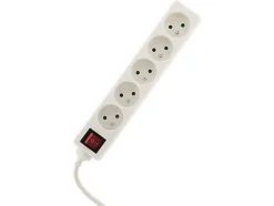 Zenitech - Bloc de 5 Prises en Plastique avec Interrupteur - Blanc