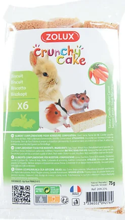 Zolux - Biscuits Crunchy Cake à la Carotte pour Rongeurs - x6