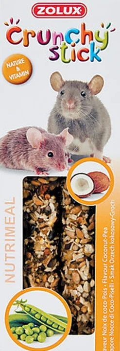 Zolux - Friandises Crunchy Stick Noix de Coco et Petits Pois pour Rat et Souris - 115g