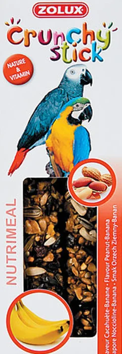 Zolux - Friandises Crunchy Stick Cacahuète et Banane pour Perroquets - 115g