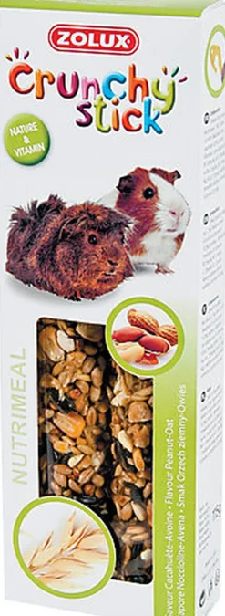 Zolux - Friandises Crunchy Stick Cacahuète et Avoine pour Cochon d'Inde - 115g