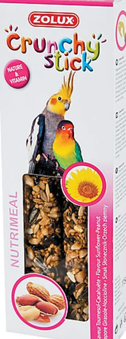 Zolux - Friandises Crunchy Stick Tournesol et Cacahuète pour Grandes Perruches - 115g