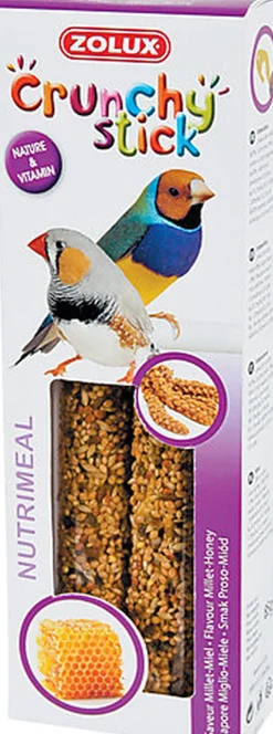 Zolux - Friandises Crunchy Stick Millet et Miel pour Oiseaux Éxotique - 85g