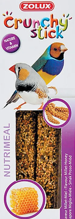 Zolux - Friandises Crunchy Stick Millet et Miel pour Oiseaux Éxotique - 85g