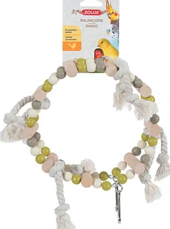 Zolux - Jouet Balançoire Roue Bois + Corde pour Oiseaux - 24,5cm