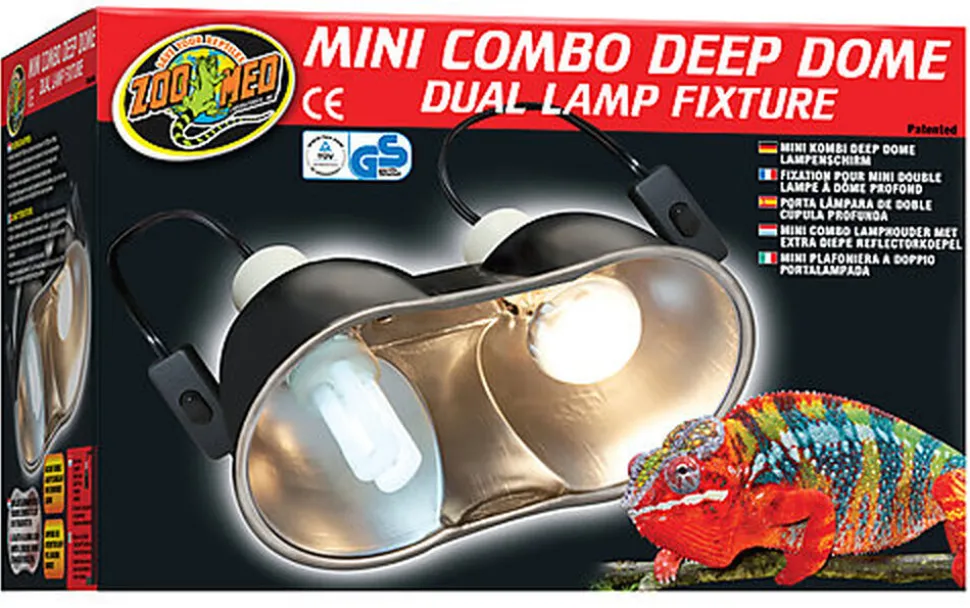 Zoomed - Support de Lampe Double Mini Dôme Profond Mini Combo Deep Dome LF-19E pour Terrarium - 2x100W